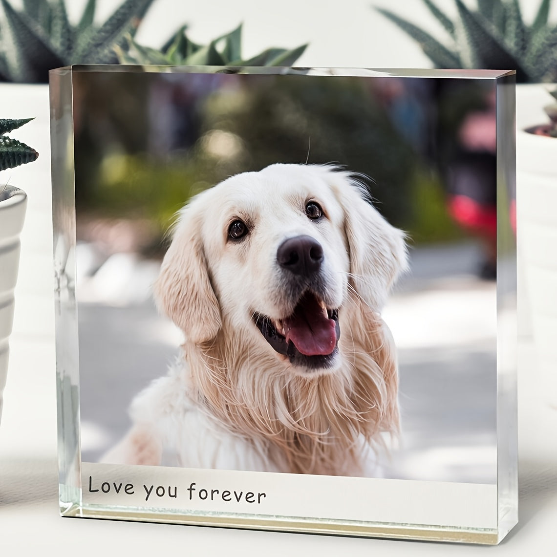 Custom Acrylic Photo Block – Personalized Pet Memorial Keepsake with Forever Love You Engraving, Dog & Cat Memorabilia Home Decor, Anniversary & Christmas Gift, 1pc or 4pc Set
