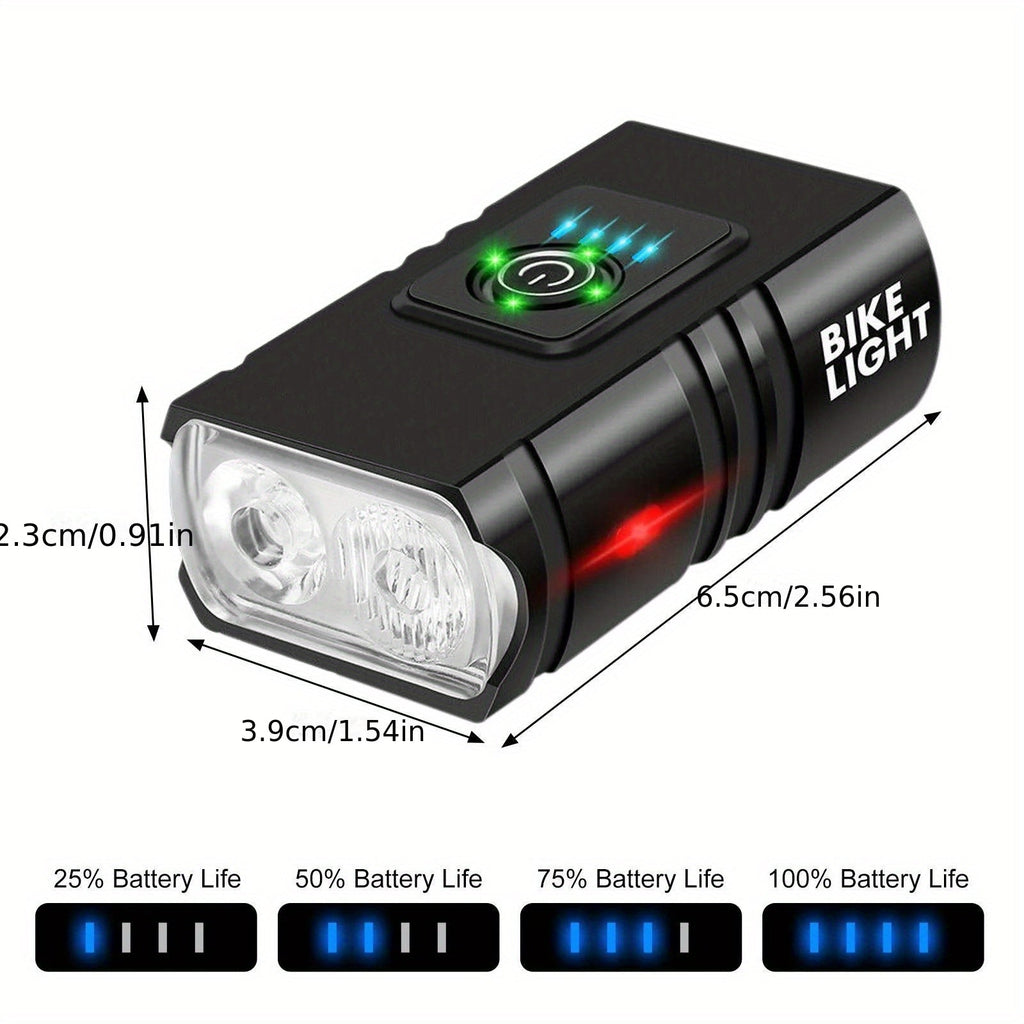 USB Rechargeable LED Bike Light Set with Whistle – 1500 Lumen 6+4 Modes Front & Rear Bicycle Lights, Power Display, Portable Safe Night Cycling Headlight & Taillight