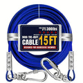 Heavy Duty Dog Tie-Out Cable for Large Dogs Up to 300 LBS Steel Wire Yard Runner Leash with Swivel Hooks - Outdoor Dog Run Cable for Yard in Blue Magenta Black S/M/L