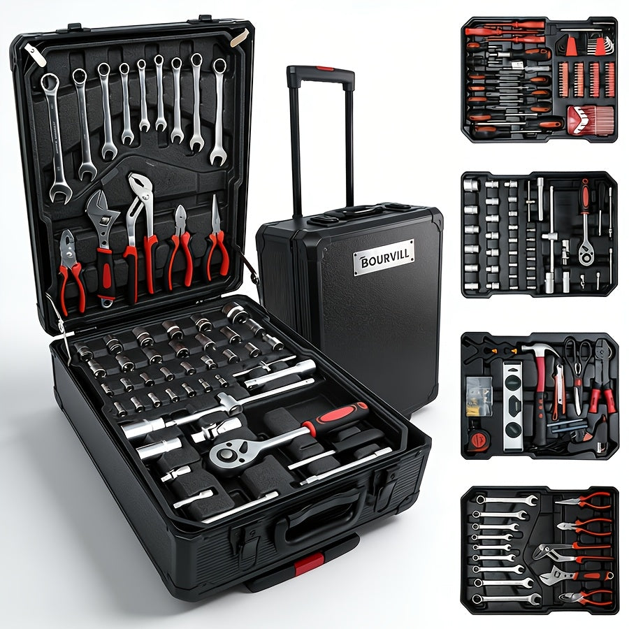 52 Piece Professional Tool Set with Portable Toolbox Multi-Functional Home and Car Repair Kit for DIY Enthusiasts and Professionals Gift for Men Available in Red Standard Black and White
