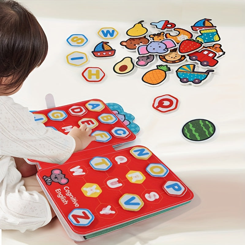 Reusable Sticker Book for Toddlers Baby Enlightenment Activity Book Develops Hand-Eye Coordination Concentration Cognitive Skills Early Learning Educational Gift for Kids