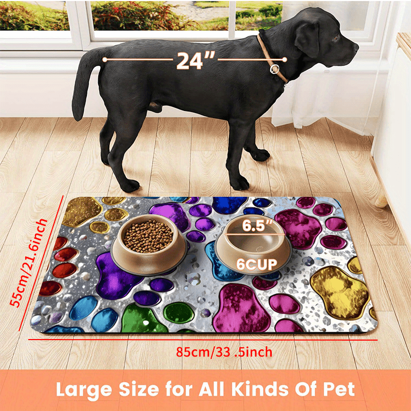 Waterproof Pet Feeding Mat for Dogs & Cats – Non-Slip Spill-Proof Food Mat, Quick-Dry Absorbent Floor Protector for Hardwood & Carpet, Heavy-Duty Polyester Mat for Messy Eaters & Large Breeds