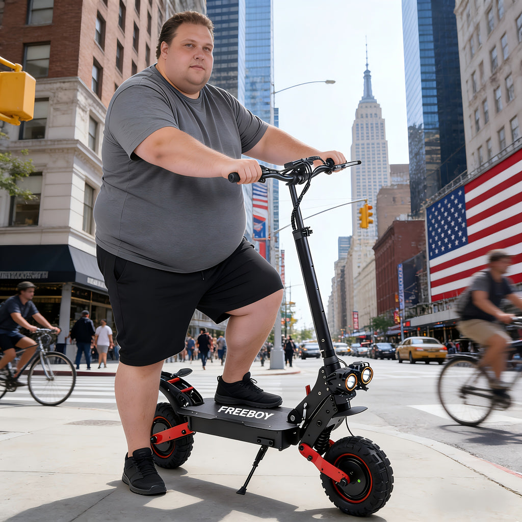 Freeboy H6 2400W Dual Motor Electric Scooter for Adults, Full Suspension 11-Inch Off-Road Tires, 48V 21Ah Long Range Battery, Double Disc Brakes, 330 Lbs Load, Foldable with LCD Screen & Dual Headlights