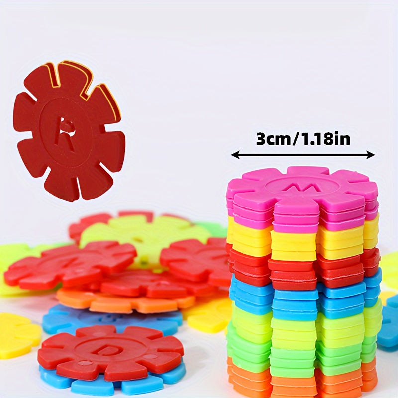 203pcs Building Blocks Set Digital Letters Numbers Snowflake Interlocking Plastic Toy STEM Educational Construction Kit for Kids Holiday Christmas Halloween Birthday Gift