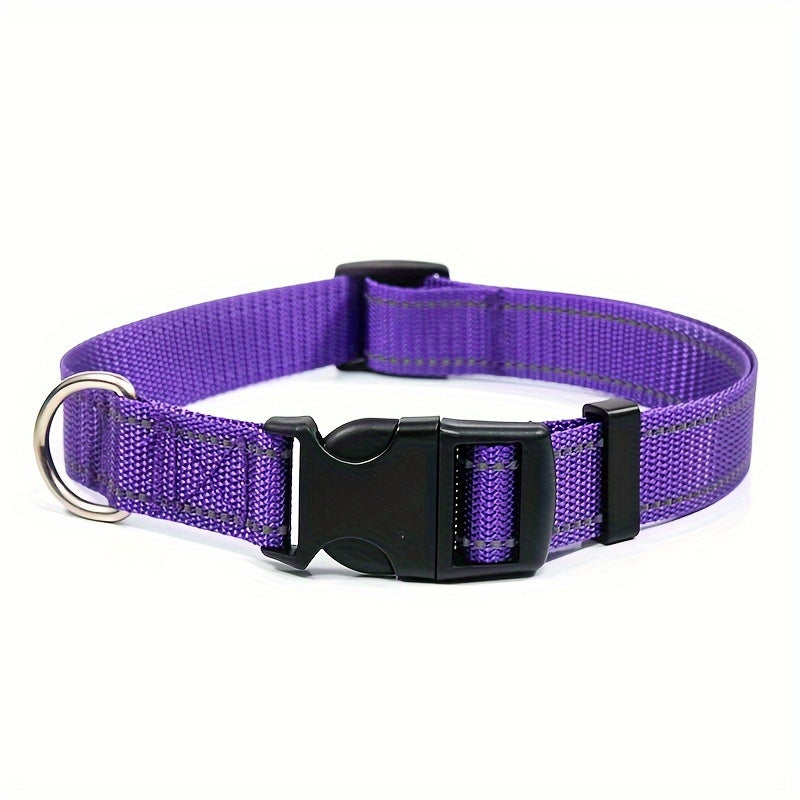 Reflective Adjustable Dog Collar for Small Medium Large Dogs & Cats – Safety Night Visibility Pet Collar with Durable Buckle, Comfortable Everyday Dog Collar