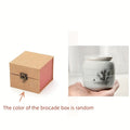 Small Ceramic Keepsake Urn with Brocade Gift Box and Velvet - Mini Memorial Urn for Human and Pet Ashes, Dog Cat Animal Cremation Keepsake Urn, Random Color Brocade Box