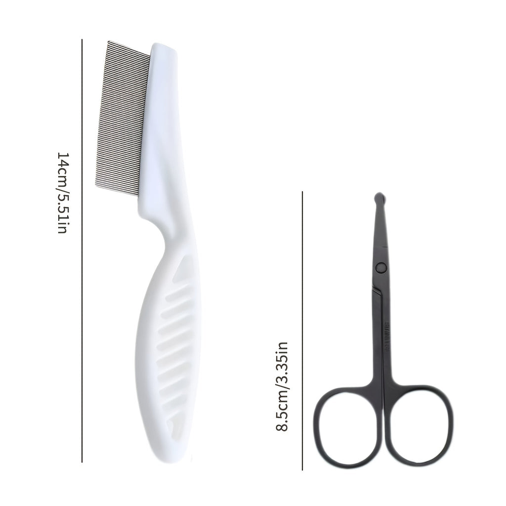Pet Grooming Kit with Safety Scissors and Face Towel - 2-Piece Rounded-Tip Grooming Set for Cats and Dogs, Removes Tear Stains and Fur Knots, Safe Eye Area Trimming Tool for Pet Care