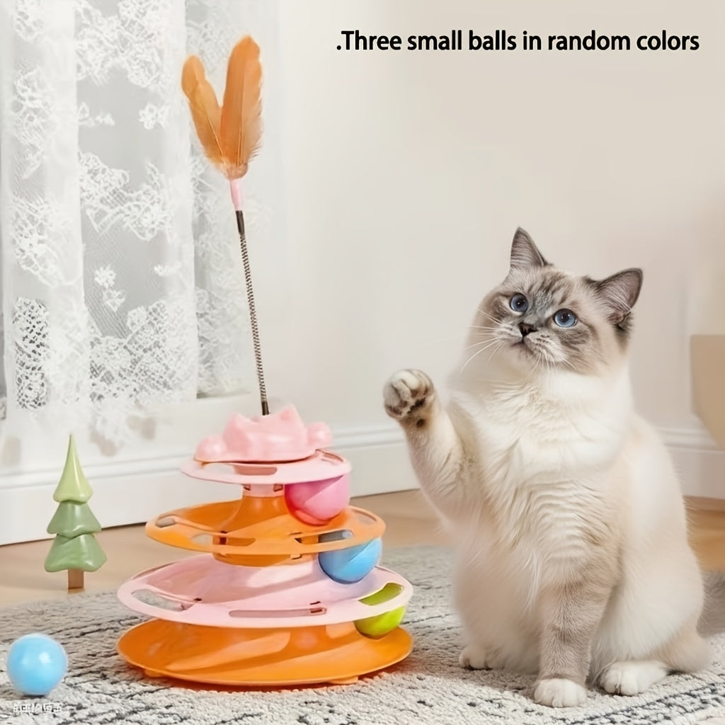 Interactive Cat Spinner Toy with Feather & Spinning Ball – Self-Entertainment Anti-Boredom Teaser Wand for Kittens & Cats, Rotating Design, Fun Indoor Play, Great Holiday Gift for Cat Lovers