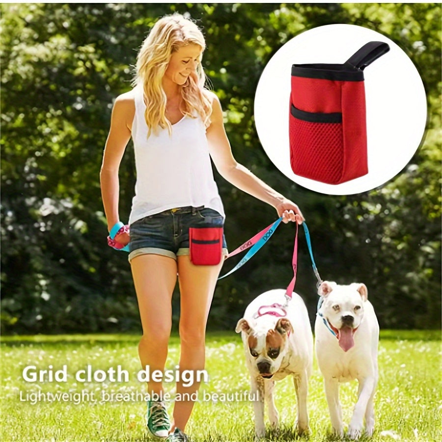 Dog Training Treat Pouch with Secure Closure – Portable Waist Pack Snack Reward Bag for Obedience & Agility Training, Puppy Feeding On-the-Go, Durable Polyester, Black or Red