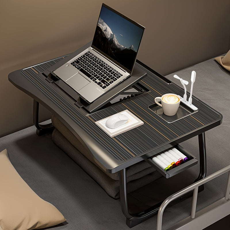 Foldable Laptop Desk for Bed & Couch with Cup Holder Phone Holder Drawer USB Port Home Office Breakfast Tray Lap Desk for Working Watching Movies – 6 Styles