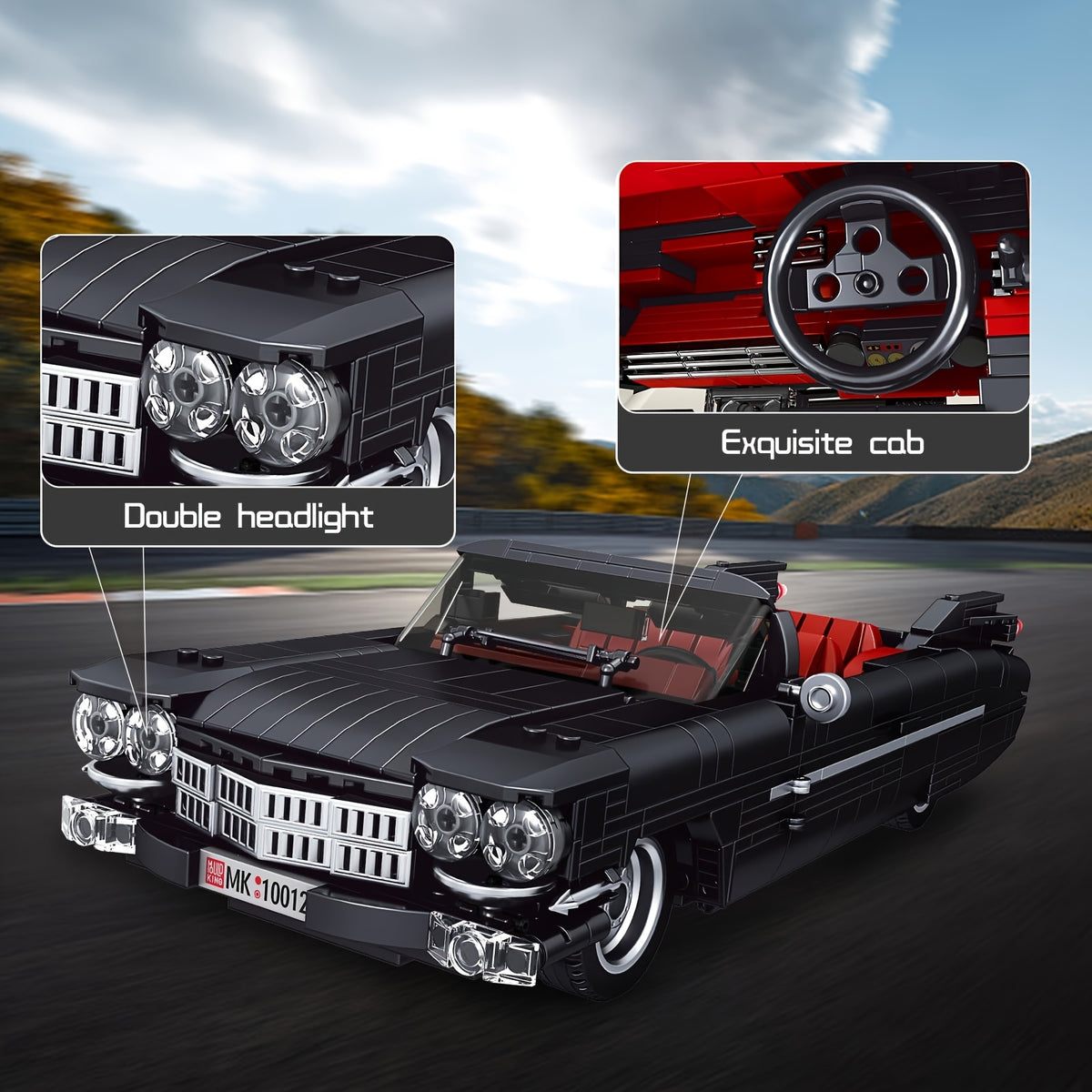 Mould King 10012 Black Sports Car Building Block Kit 1245pcs, MOC Supercar Model Building Set - Static Version Display Model, Creative Gift for Adults & Collectors Ages 14+