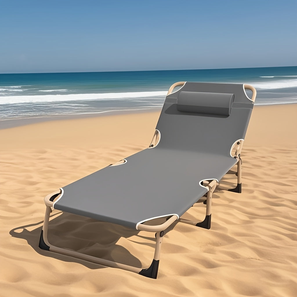 1200D Folding Camping Bed – Portable Outdoor Sleeping Cot Without Mattress for Camping Beach Patio Sunbathing Poolside, Durable Oxford Fabric Easy Setup, Gray