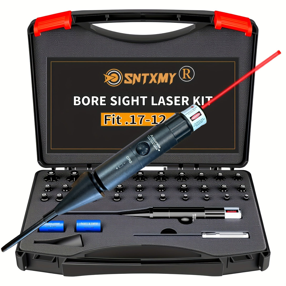 Bore Sight Laser Kit Red Green Boresighter with 8 or 32 Adapters Universal Multi-Caliber 0.17 Cal to 12GA for Rifle Pistol Shotgun - Tactical Gun Zeroing Tool