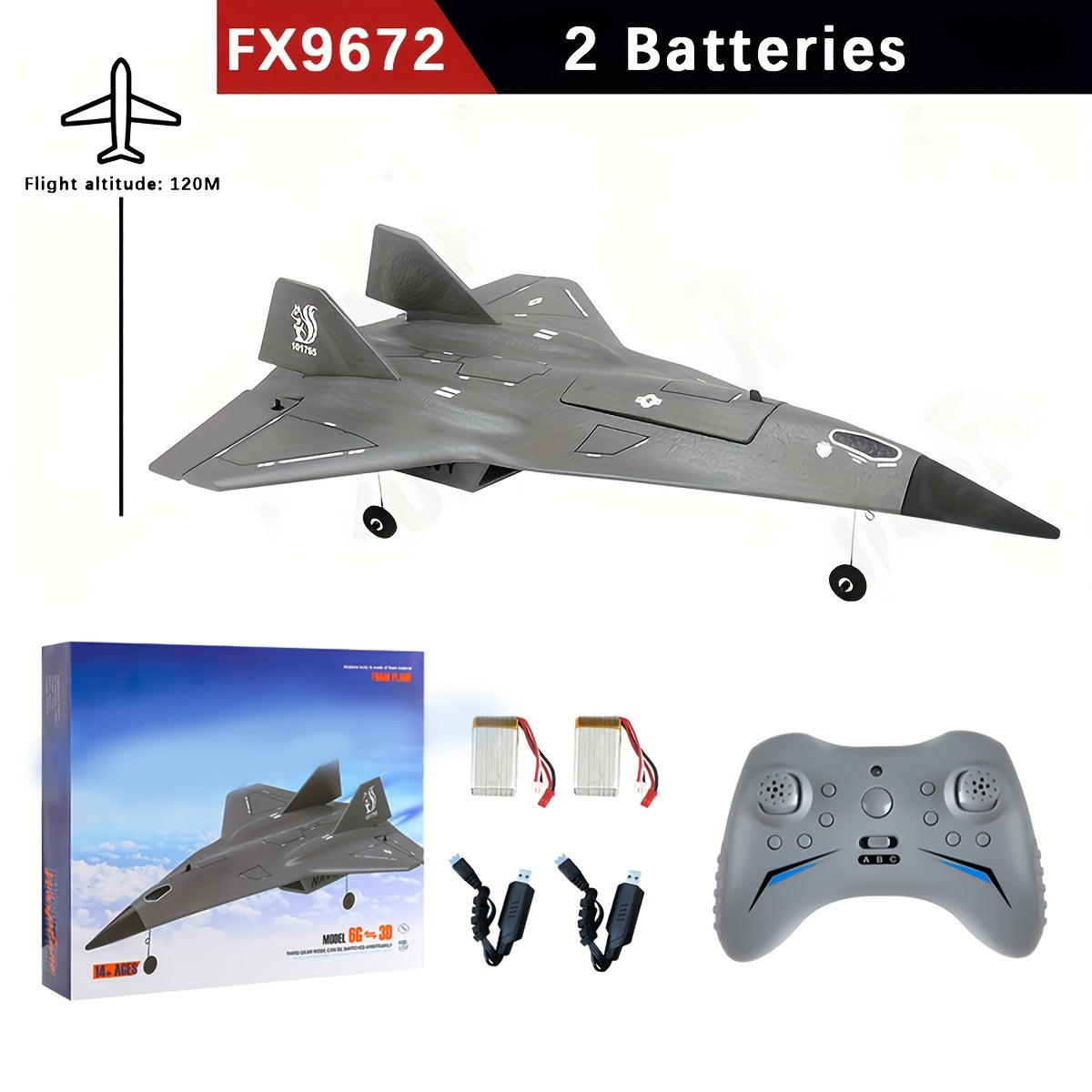 RC Airplane 4-Channel 2.4G Remote Control Plane for Beginners - FX9672 Ducted Fan Aircraft with Powerful Motor, EPP Foam Body, USB Rechargeable, 120M Range | Indoor Outdoor Flying Toy Gift for Boys & Adults