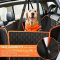 Dog Car Seat Cover with 4 Pockets - Non-Slip Waterproof Pet Seat Cushion for Medium & Large Dogs, All-Encompassing Anti-Stain Back Seat Cover, Universal Fit Car Dog Mat, Black