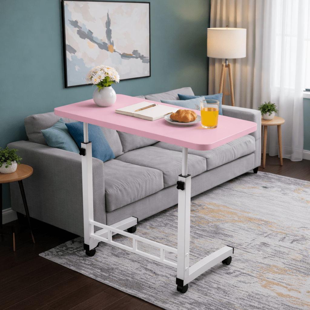 Height Adjustable Mobile Laptop Table with Wheels Rolling Bedside Computer Desk for Bed and Sofa Side Table for Bedroom Dorm Room Small Spaces Available in 8 Colors