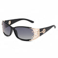 Polarized Sunglasses for Women – Oversized Square Frame UV400 Hollow Carved Temple, Retro Vintage Fashion Shades for Driving Beach Outdoor, Ladies Eyewear Gift Black Blue Purple Tea