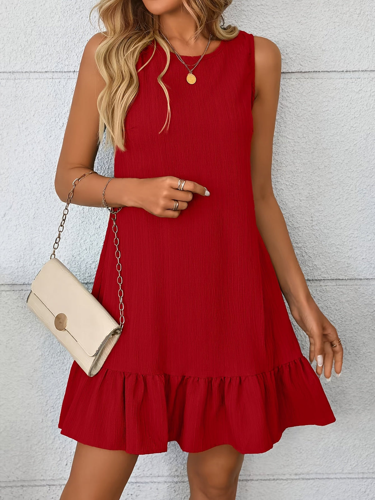 Women's Solid Color Round Neck Casual Dress Summer Loose Fit Short Sleeve Everyday Midi Dress | Green Red Light Green Pale Pink S-XXL