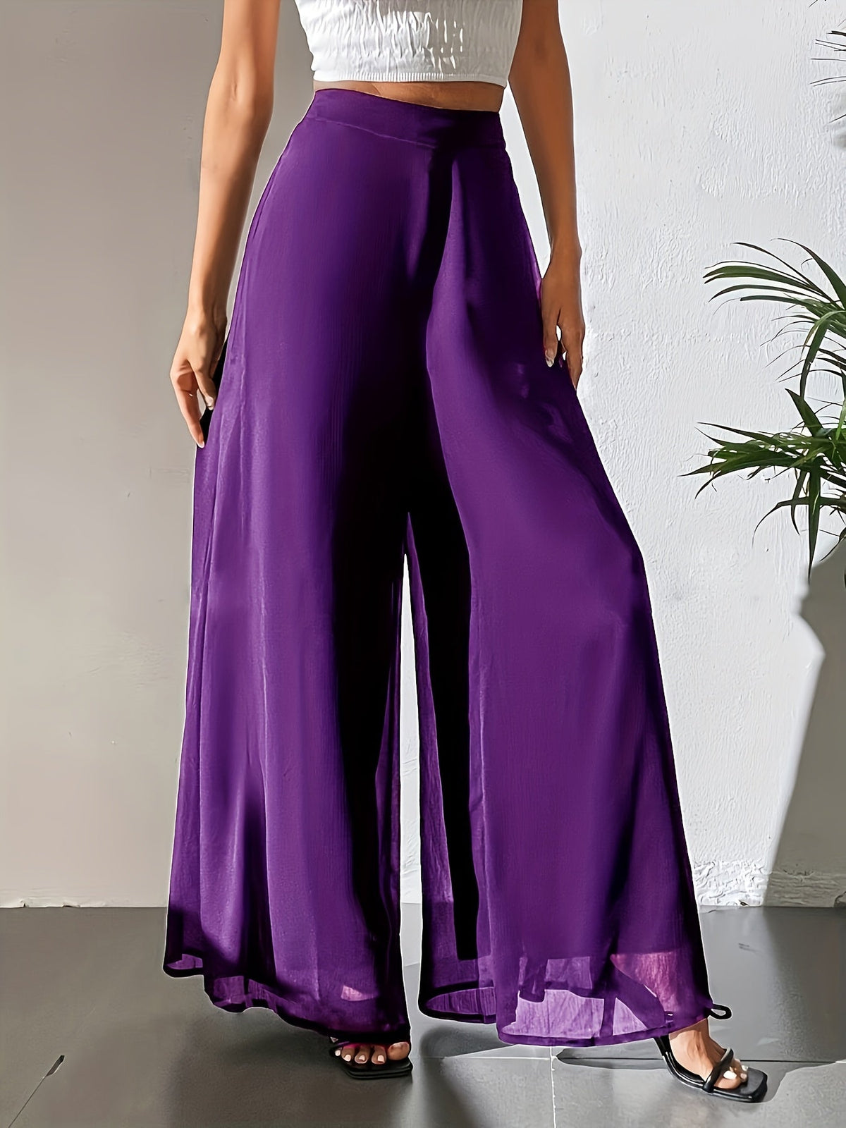 Women's Wide Leg Pants Casual Elastic Waist Lightweight Loose Long Pants for Women All Seasons Comfortable Fit Multiple Colors S-XXL