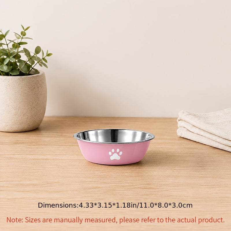 Stainless Steel Pet Bowl with Non-Slip Base – Colorful Printed Food & Water Dish for Cats and Dogs, Durable Easy-Clean Feeding Bowl for Small Medium Large Pets
