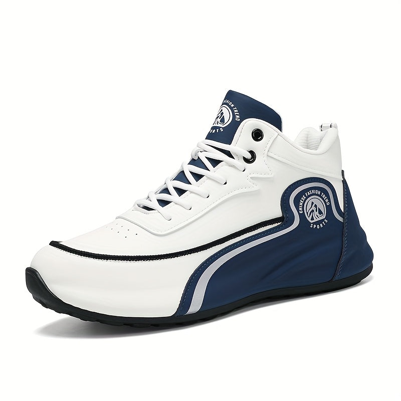 Men's Arch Support Anti-Slip Running Shoes – Lightweight Breathable Tennis Walking Gym Shoes, Corrective Sports Sneakers, White Blue & White Grey, Sizes US 7–12.5
