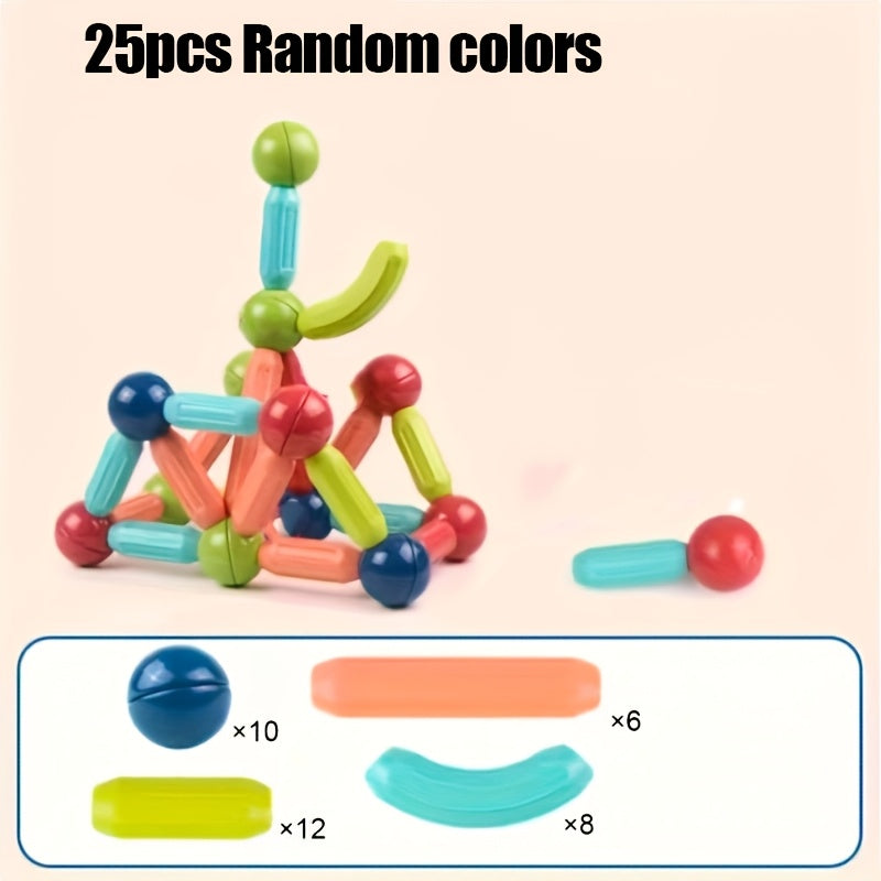 Kids Magnetic Building Blocks – STEM Educational Toy Ages 3+, Random Colors, 25pc or 36pc, Creativity & Fine Motor Skills, Gift for Halloween Christmas Back-to-School