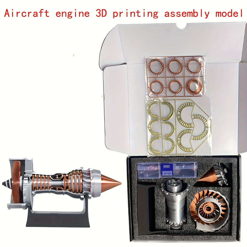 Rotatable Mini Jet Engine Model Kit with Moving Turbine Fan - DIY 3D Printing Aircraft Engine Assembly, Realistic Display Model, Educational Aviation Gift for Adults, Teens & Collectors