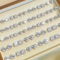 72Pcs Zircon Stud Earrings Set for Women Men Geometric Heart Round Square Sparkling Crystal Earring Pack Hypoallergenic Fashion Jewelry Gift