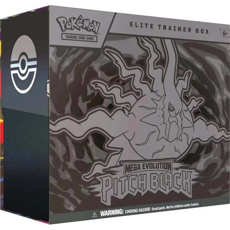 Pokemon TCG Mega Evolution Pitch Black Elite Trainer Box English ME05 – 9 Booster Packs, 65 Card Sleeves, Mega Darkrai ex, Mega Zeraora ex, Factory Sealed, Ideal Gift for Pokemon Collectors & Players