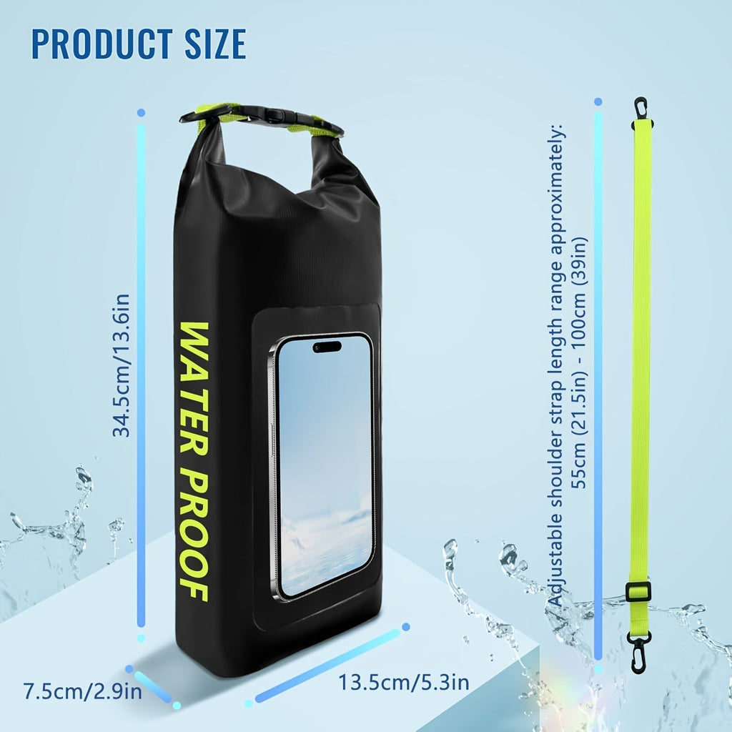 10L Waterproof Dry Bag Roll-Top with Phone Case - Crossbody Shoulder Bag for Kayaking Boating Beach Camping Swimming Fishing Rafting Travel