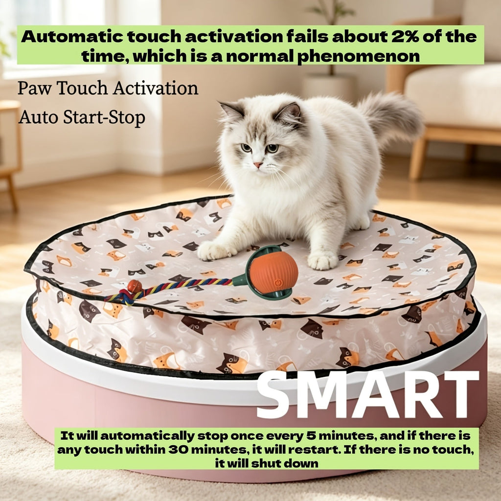 Electric Cat Teaser Ball with Hunting Cover - Smart Self-Entertaining Interactive Cat Toy, Scratch & Bite Resistant Hideaway Ball, Lightweight Quiet Auto-Moving Toy for Cats & Dogs, Great Pet Gift