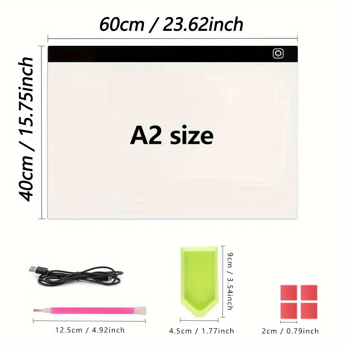LED Light Pad for Diamond Painting A2 A3 A4 A5 USB Powered Adjustable Brightness Light Board Kit for Tracing Sketching Drawing Animation Stencil Art Craft with Optional Bracket & Drill Pen