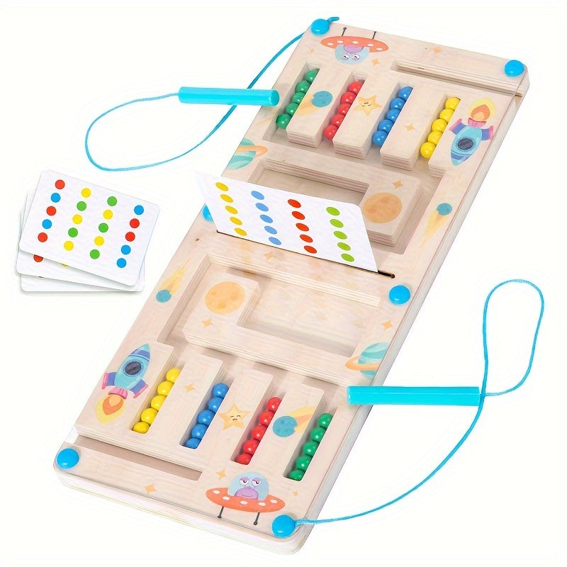 Bead Maze Puzzle Toy 4-Color Shifting Logic Thinking Training Game Brain Teaser for Kids Adults Individual & Double Style STEM Educational Toy Gift