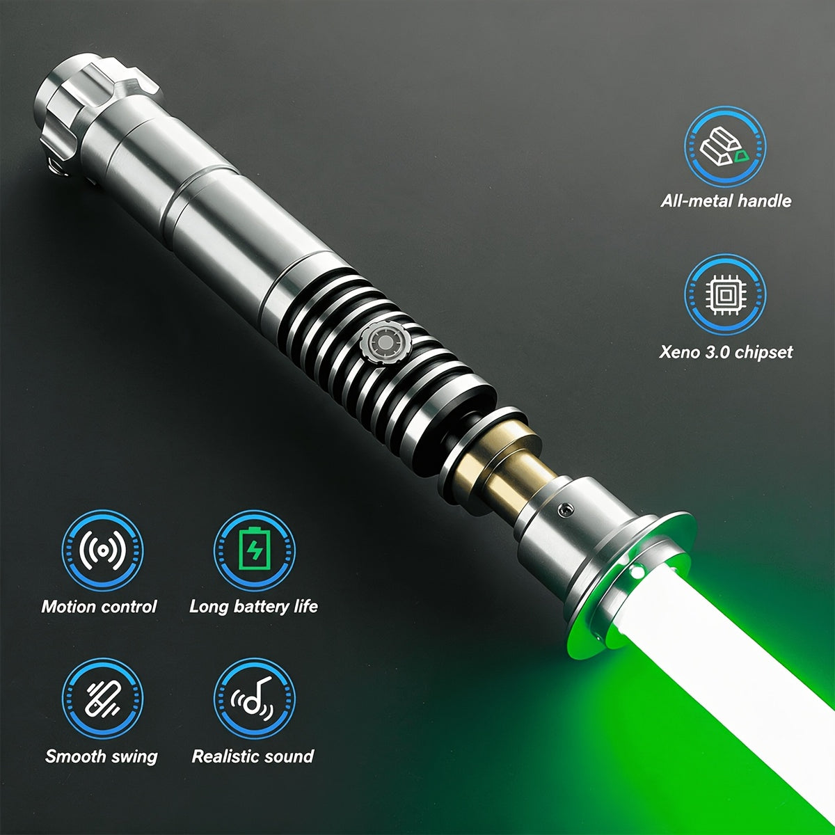 RGB Lightsaber with App Control & Metal Hilt - XENO 3.0 LED Dueling Saber, 16 Sound Fonts, Heavy Dueling, Hollywood Cosplay Prop, Halloween Christmas Gift