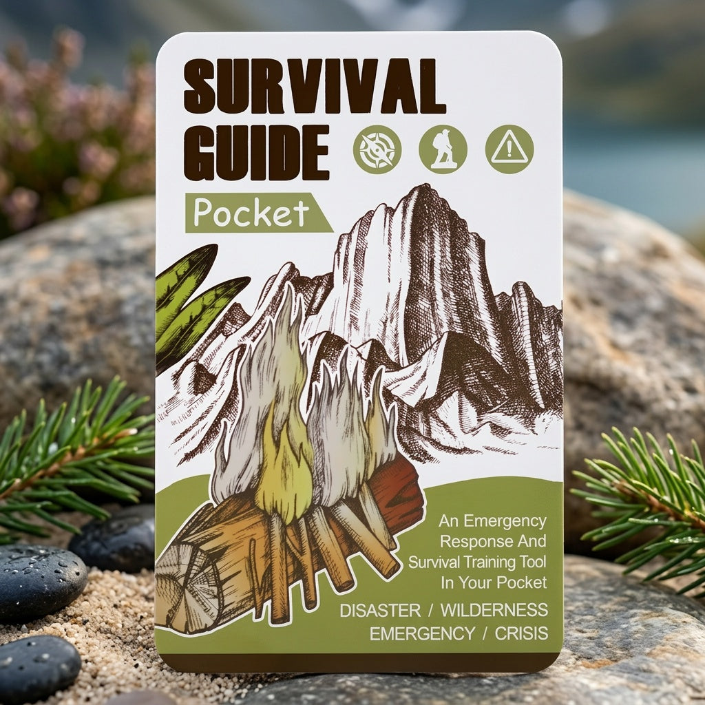 Pocket Survival Guide EDC Kit Credit Card Size 67 Survival Skills 175 Expert Tips Waterproof Cover for Field Emergency First Aid Disaster Preparedness Camping Hiking – Includes Magnifying Tool