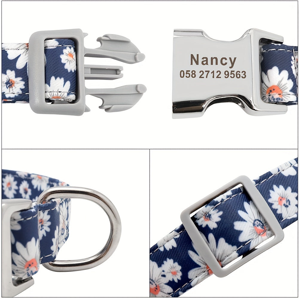 Custom Engraved & Printed Nylon Dog Collar with Name & Phone ID – Personalized Pet Collar for Puppies, Cats & Small to Large Dogs, Sizes S M L, 7 Vibrant Colors