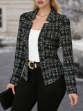 Women's Plaid Blazer Jacket - Beige Brown Structured Collar Office Work Blazer for Women, All Season Lightweight Polyester Suit Jacket S M L XL