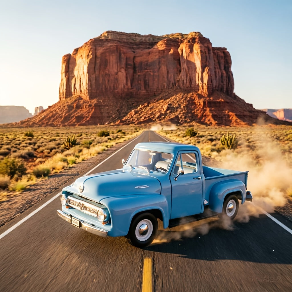 1953 Ford F-100 Pickup 1/18 Scale Zinc Alloy Diecast Model Car - Detailed Interior, Rotatable Wheels, Acrylic Display Box | Classic Truck Collectible Gift for Car Enthusiasts, Father's Day Christmas Birthday