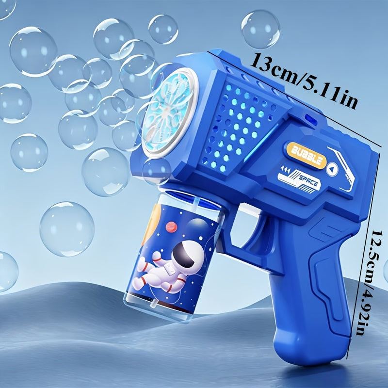 Automatic Space Bubble Gun with LED Lights - Electric Handheld Bubble Blower Machine for Kids, Outdoor Party Toy, Summer Backyard Fun, Birthday Gift for Boys & Girls, Blue or Red