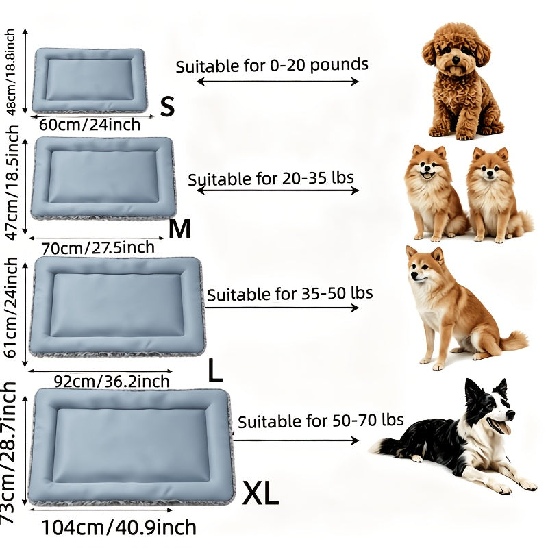 Dog Cooling Mat for Summer – Soft Polyester Pet Cooling Pad with Neck Support, Indoor Sleeping Floor Mat for Extra Small, Small & Medium Dogs & Cats, Heat Relief Bed