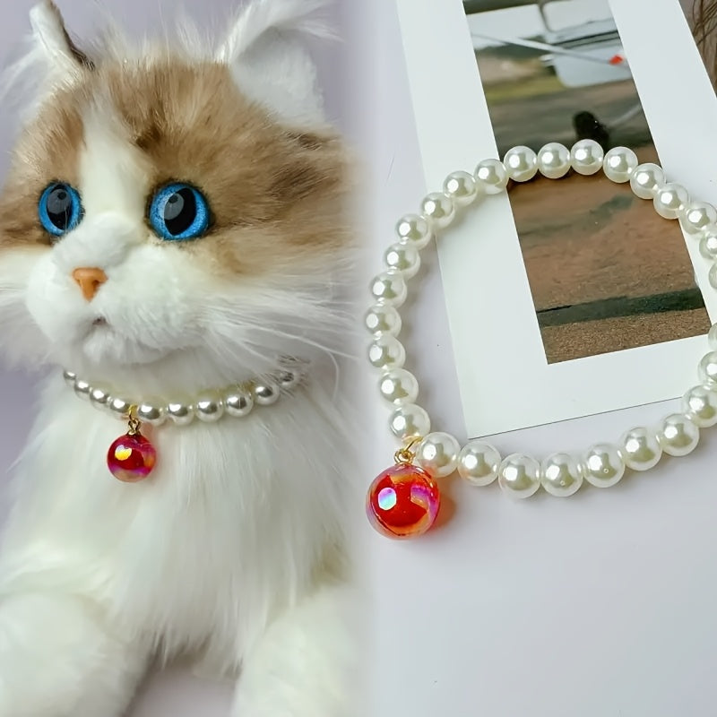 Handmade Cat Necklace Collar with Pendant - Enchanting Adjustable Pet Jewelry Collar for Cats, Cute Kitten Accessory for Birthday Gift, Holiday Gift, Photoshoot & Everyday Wear