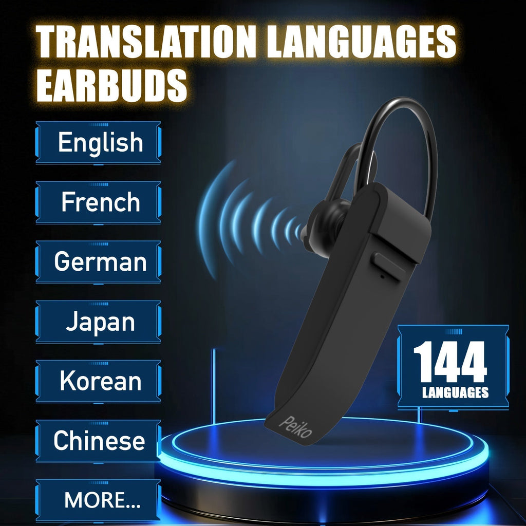 PEIKO PK-10 AI Language Translator Earphone – Real-Time Voice Translation in 136 Languages Online & 11 Languages Offline, Single Earbud with Music & Call Support, Travel Translator Device