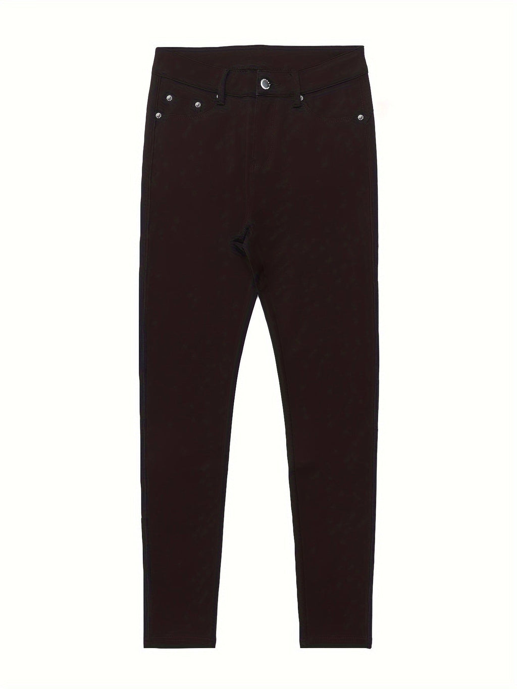 Women's High Waist Stretch Skinny Jeans Metal Button Detail Street Style Slim Fit Denim Pants 10 Colors S-XXL