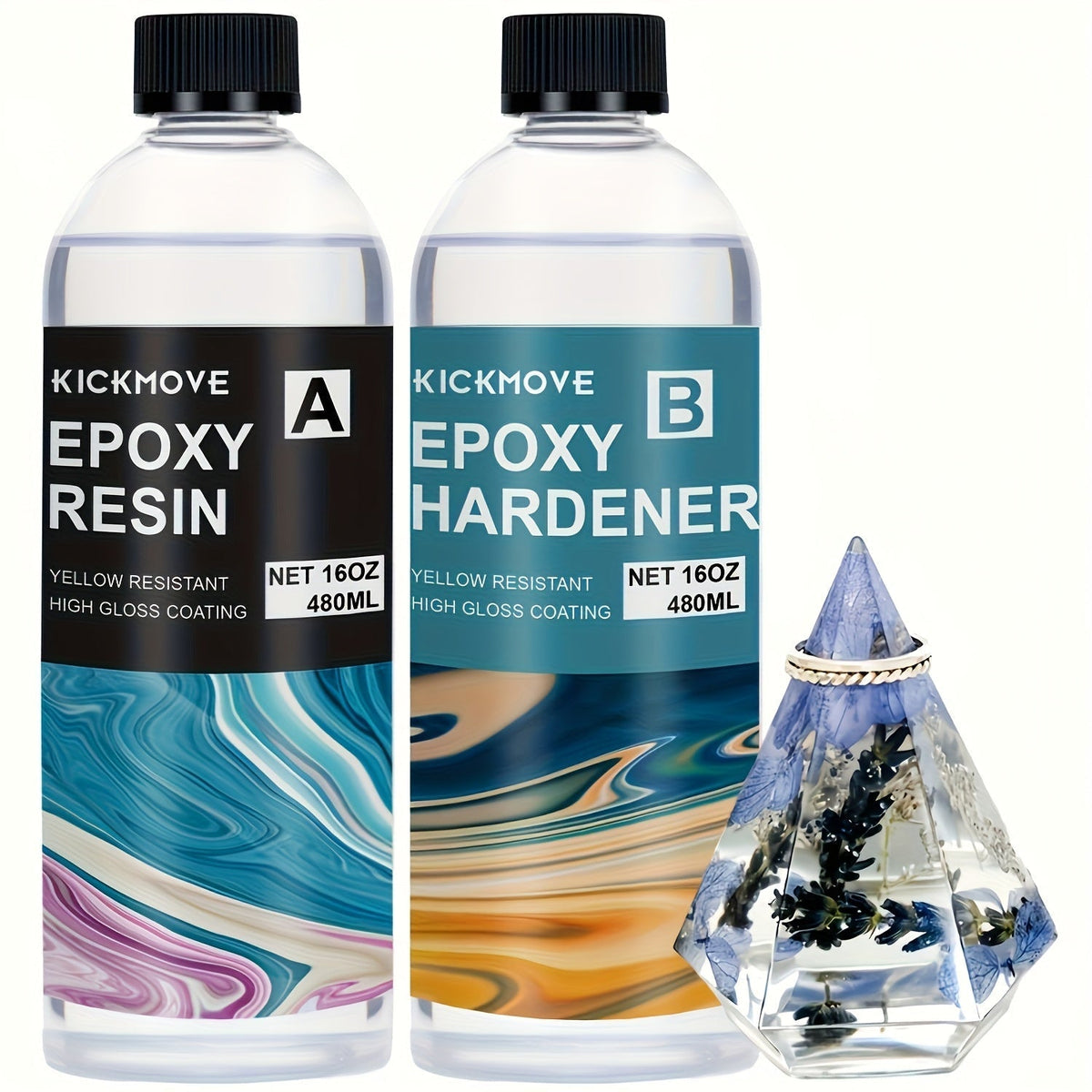 Clear Epoxy Resin Kit 2 Part High Gloss Casting Coating Countertop Table Top Resin Art DIY Jewelry Handcraft with Pumps 16oz to 2 Gallon