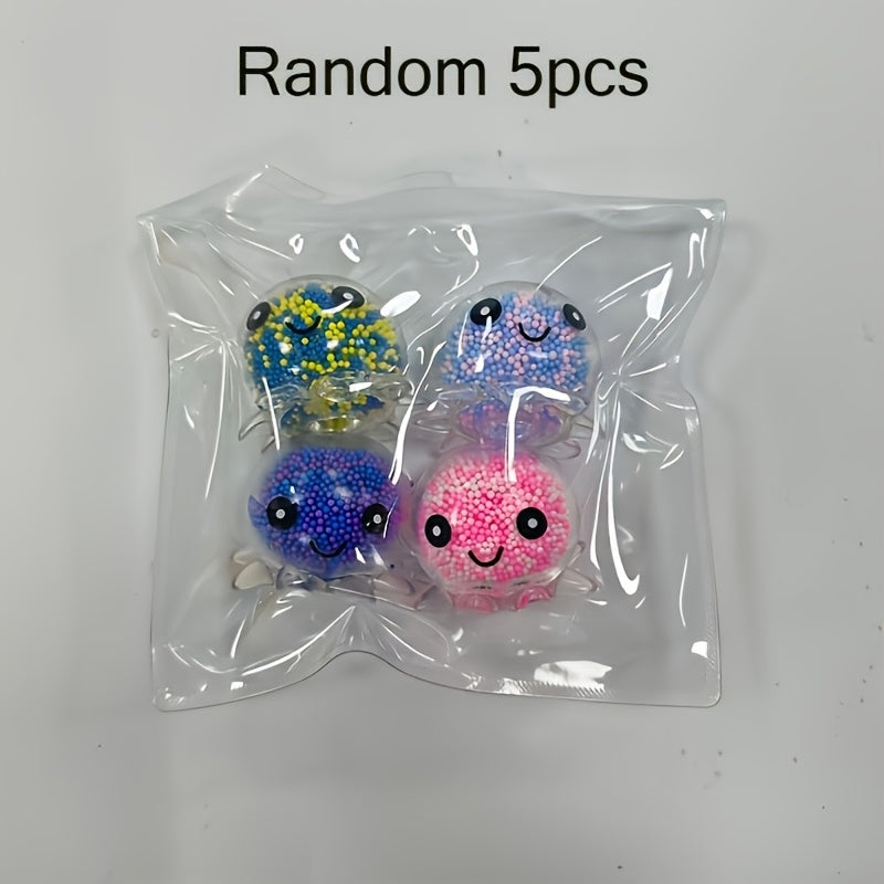 Squishy Stress Balls Octopus Shape 3 or 5 Pack Bead Filled Sensory Fidget Squeeze Toys for Kids Adults Anxiety Relief Colorful Transparent Party Favors Stocking Stuffers Halloween Christmas Gifts