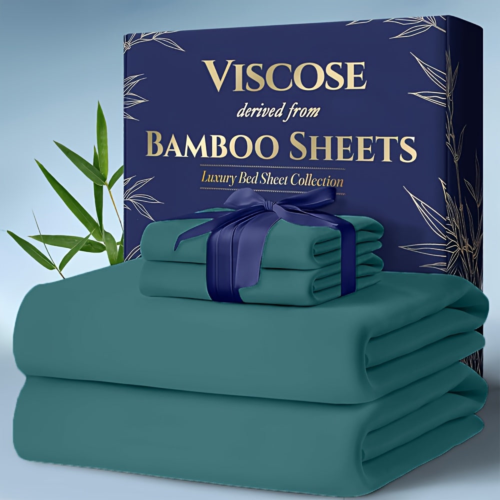 Cooling Bamboo Bed Sheet Sets – Ultra-Soft Breathable Deep Pocket Sheets for Hot Sleepers, Twin Full Queen King, 4-Piece Set with Pillowcases, Moisture-Wicking Temperature Regulating