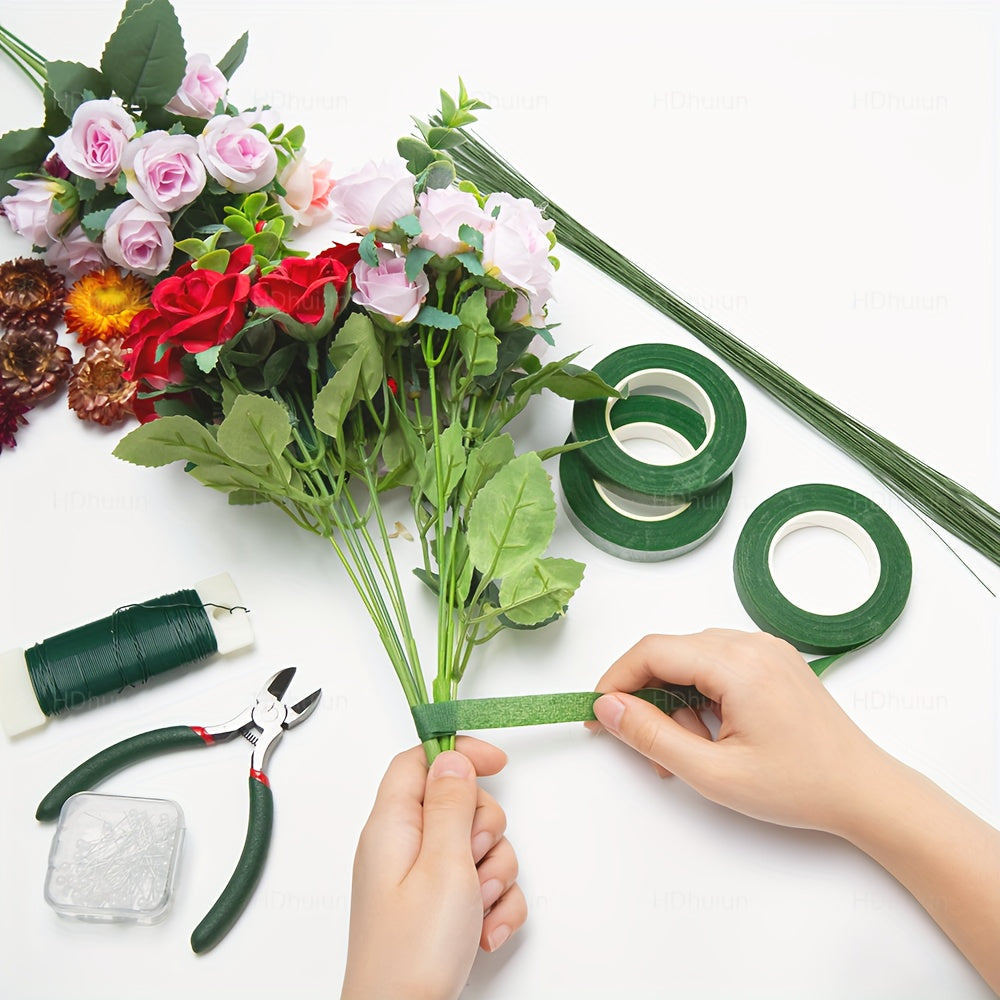 105Pcs Floral Arrangement Kit with Green Floral Tape Wire Boutonniere Flower Pins and Wire Cutter – DIY Wreath Making Wedding Bouquet Corsage Craft Supplies