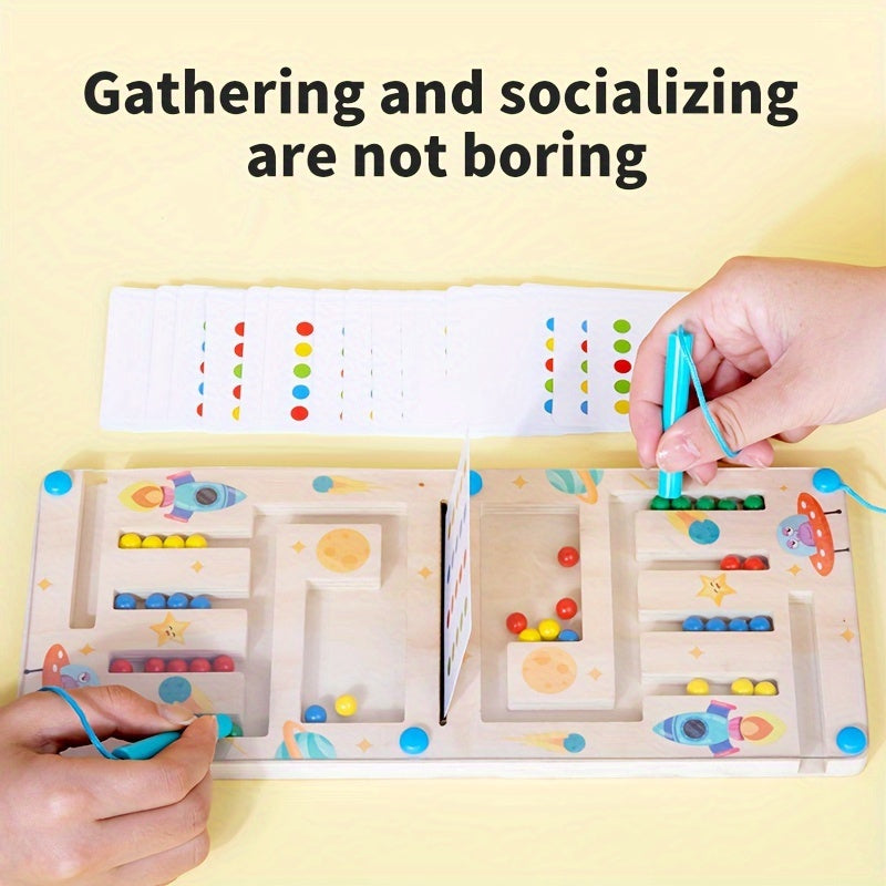 Bead Maze Puzzle Toy 4-Color Shifting Logic Thinking Training Game Brain Teaser for Kids Adults Individual & Double Style STEM Educational Toy Gift