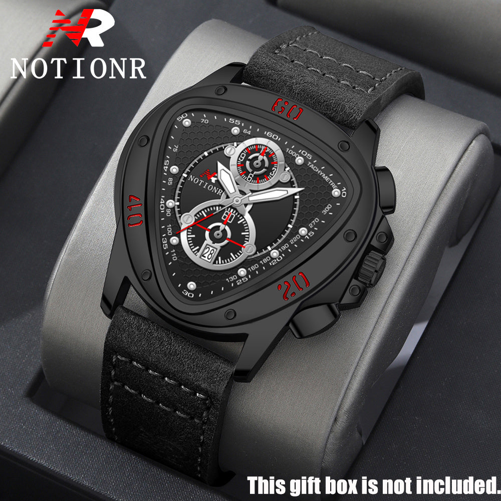 2pcs Men's Watch Set Sports Triangle Dial Silicone Strap and Retro Square Dial Quartz Watches with Date Display Dress Watch for Casual Valentine's Father's Day Gift