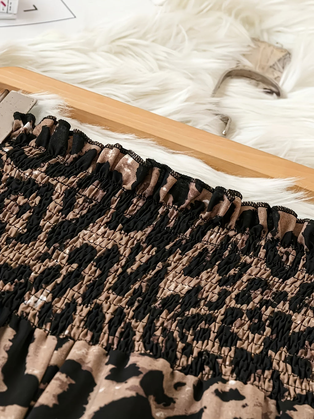 Women's Leopard Print Wide Leg Pants Loose Fit Casual Flowy Trousers S M L XL Boho Animal Print Bottom